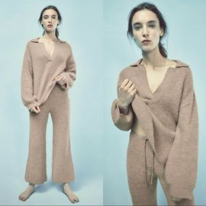 Zara Alpaca And Wool Blend Polo Sweater